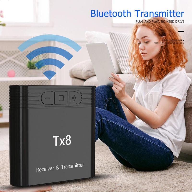 TX8 2-in-1 Bluetooth 5.0 Transmitter Receiver Adapter for TV PC Headphone Music Audio Transceiver Receiver Transmitter