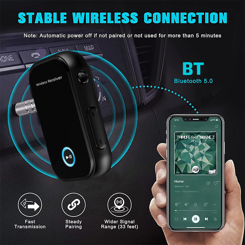 BT15 AUX Car Bluetooth 5.0 Audio Receiver Noise Reduction Bluetooth Call Adapter