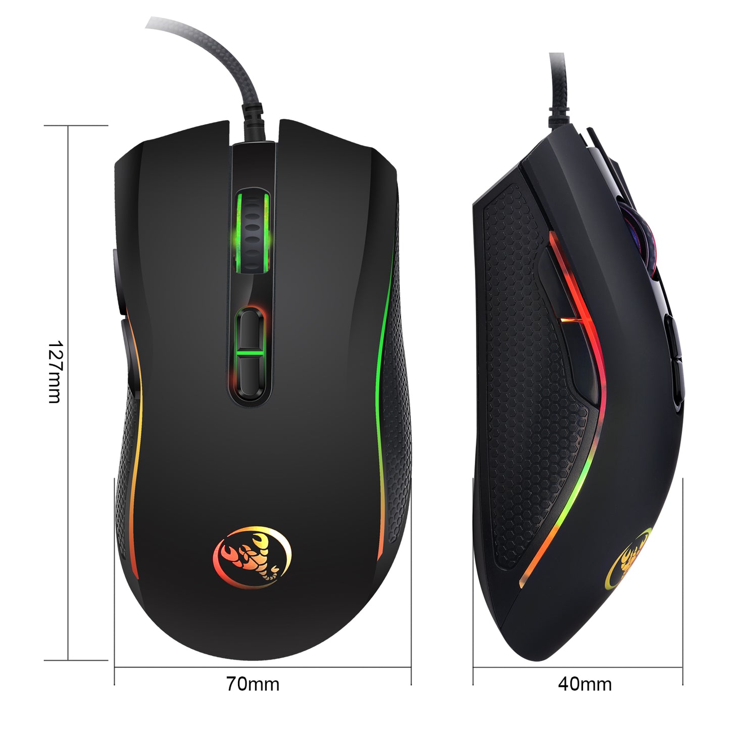 HXSJ A869 Seven Lightning Colors Game Four Gears Adjustment Electronic Sports Mouse