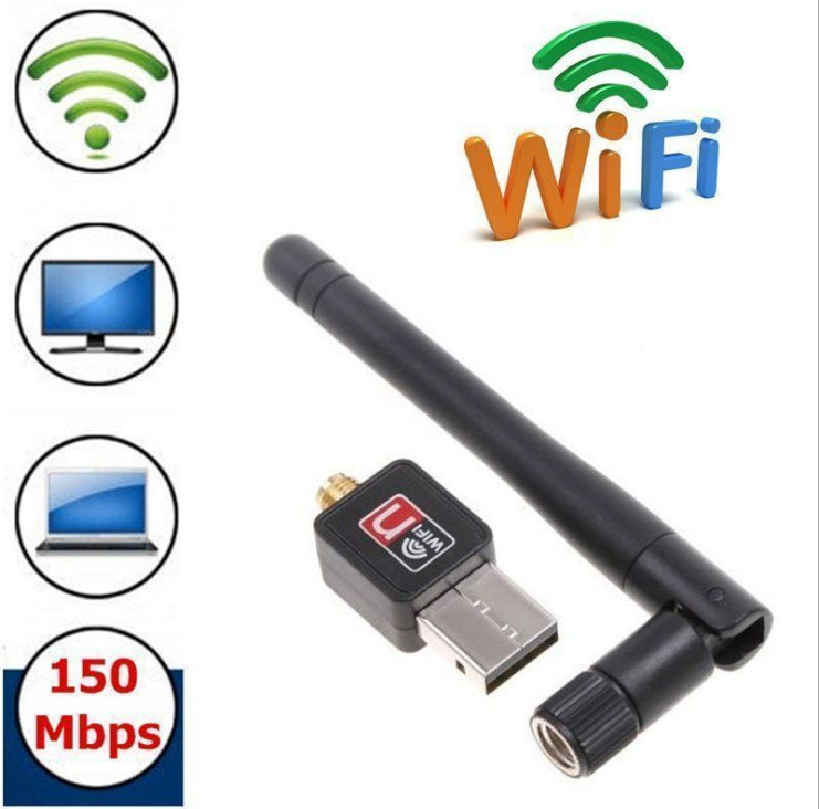 150Mbps WiFi USB Adapter Dongle Ethernet Network Card with 2dBi Antenna