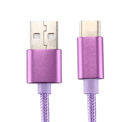 2m Woven Texture Type-C USB Reversible Phone Cable for Samsung Note 8/S8/S8 Plus etc.