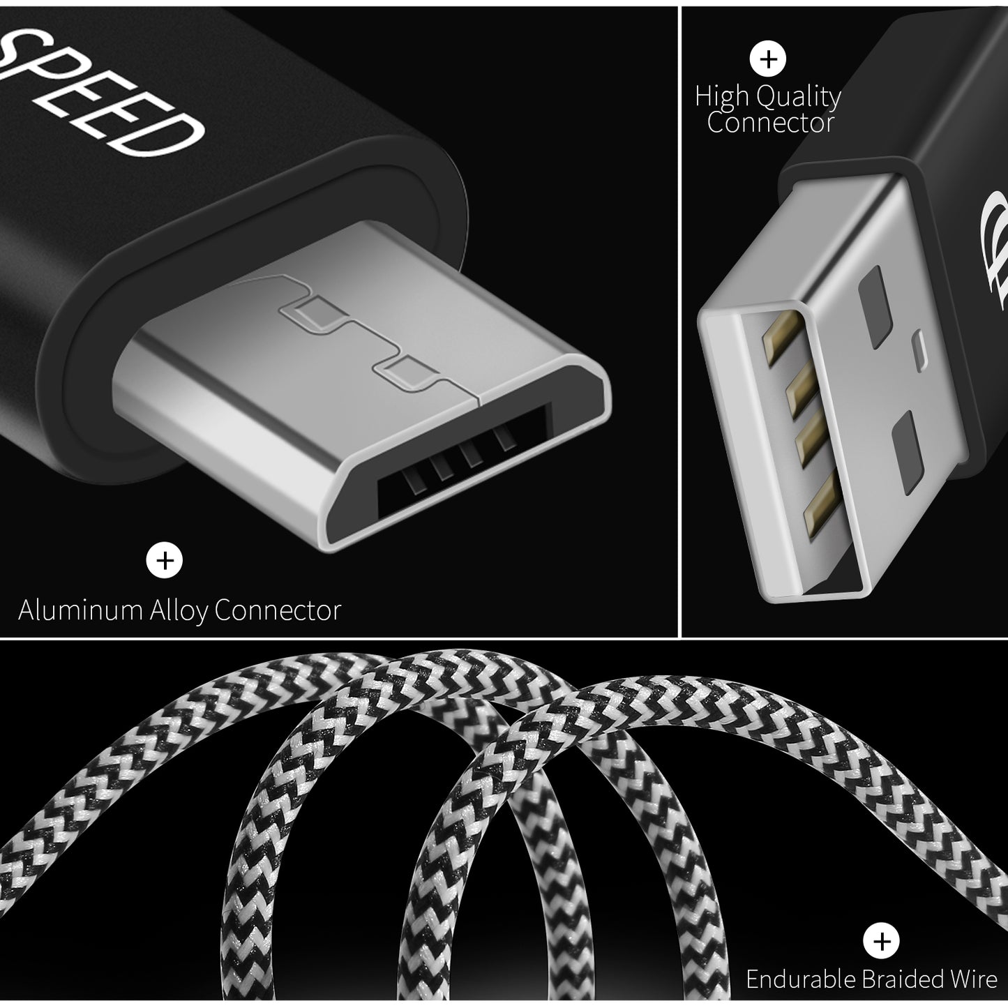 0.5M DUX DUCIS K-ONE Series Woven Pattern Micro USB Sync Data Charger Cable for Samsung HTC Huawei