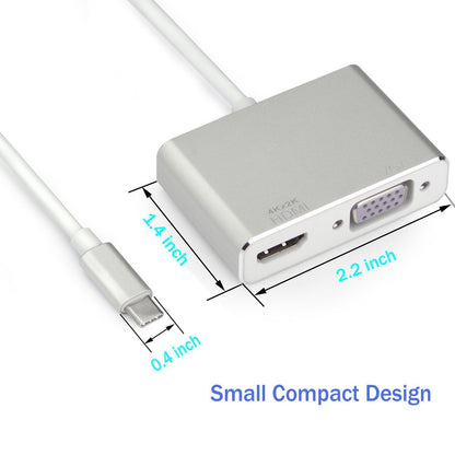Type-C to VGA + HDMI Converter Extension Connector Adapter