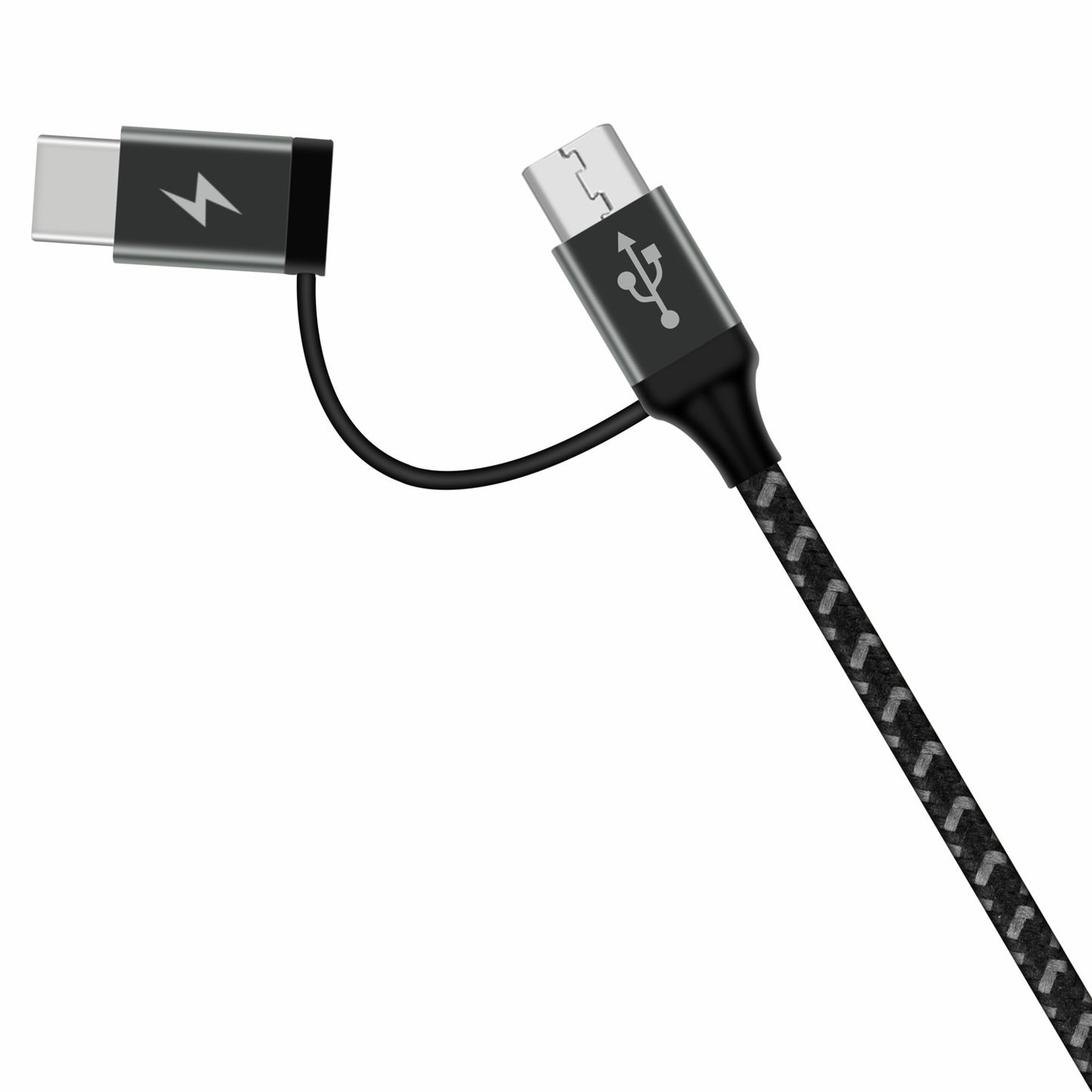 MOMAX ZERO 1m Micro USB + Type-C Sync Nylon Braided Charging Data Cable