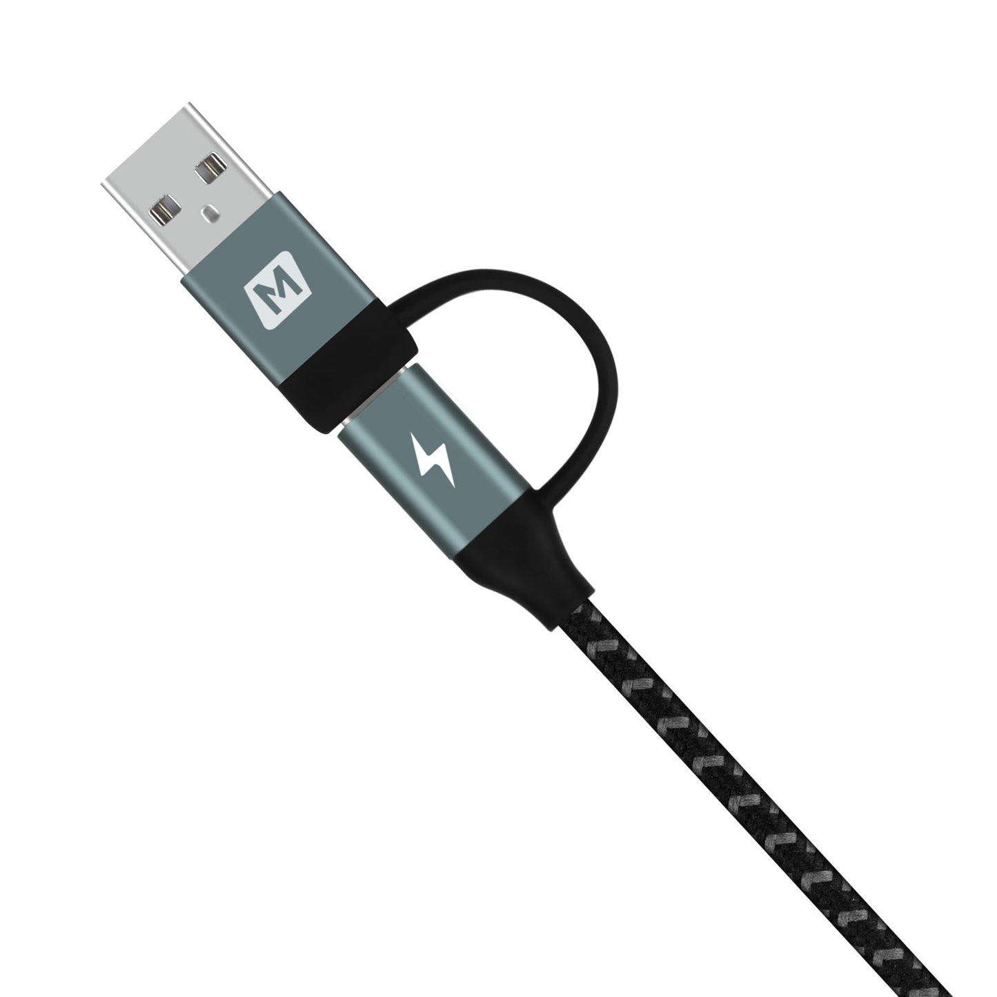 MOMAX 4-in-1 Type-C to Micro USB & Type-C to USB A Charging and Data Sync Nylon Braided Cable