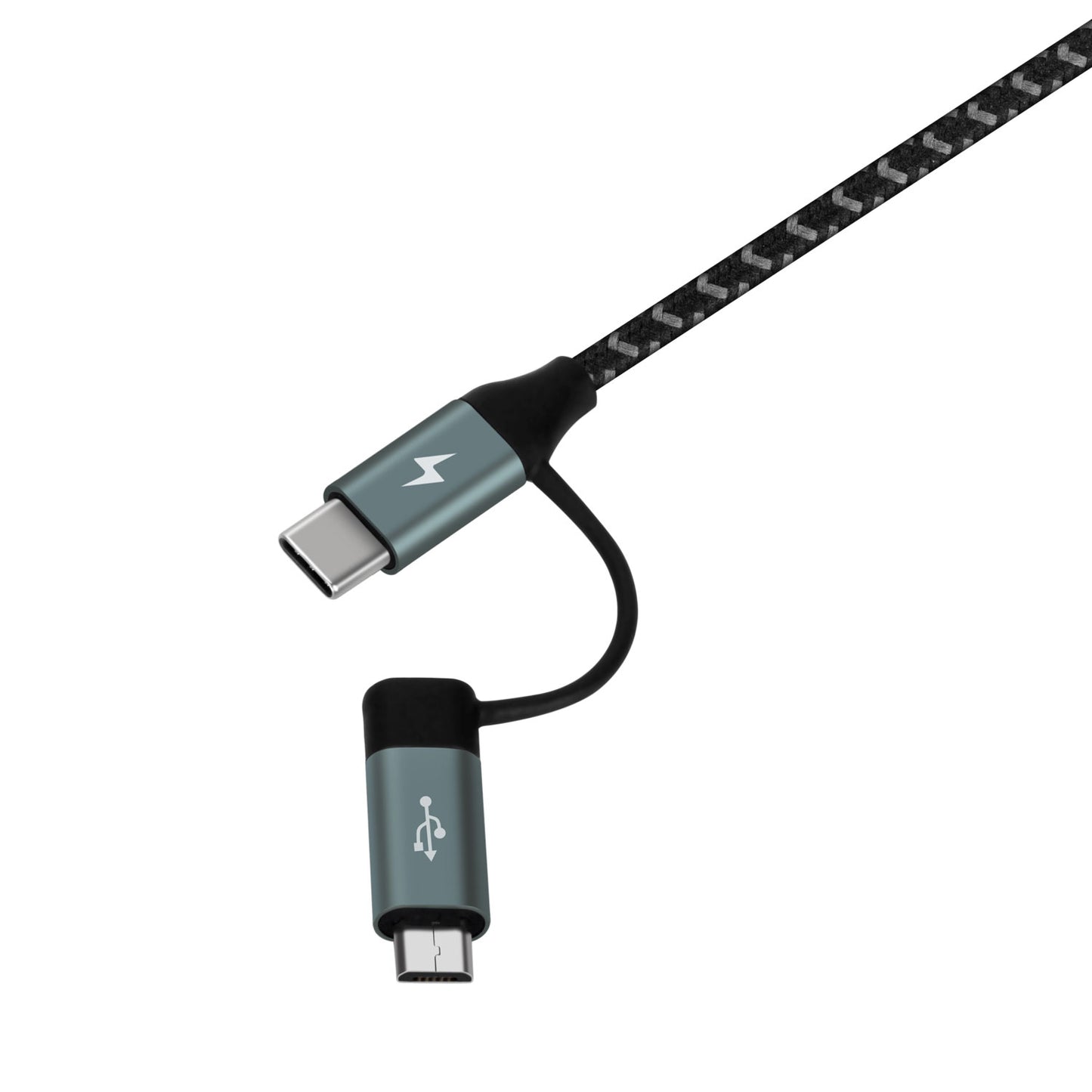 MOMAX 4-in-1 Type-C to Micro USB & Type-C to USB A Charging and Data Sync Nylon Braided Cable