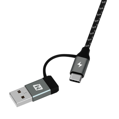 MOMAX 4-in-1 Type-C to Micro USB & Type-C to USB A Charging and Data Sync Nylon Braided Cable