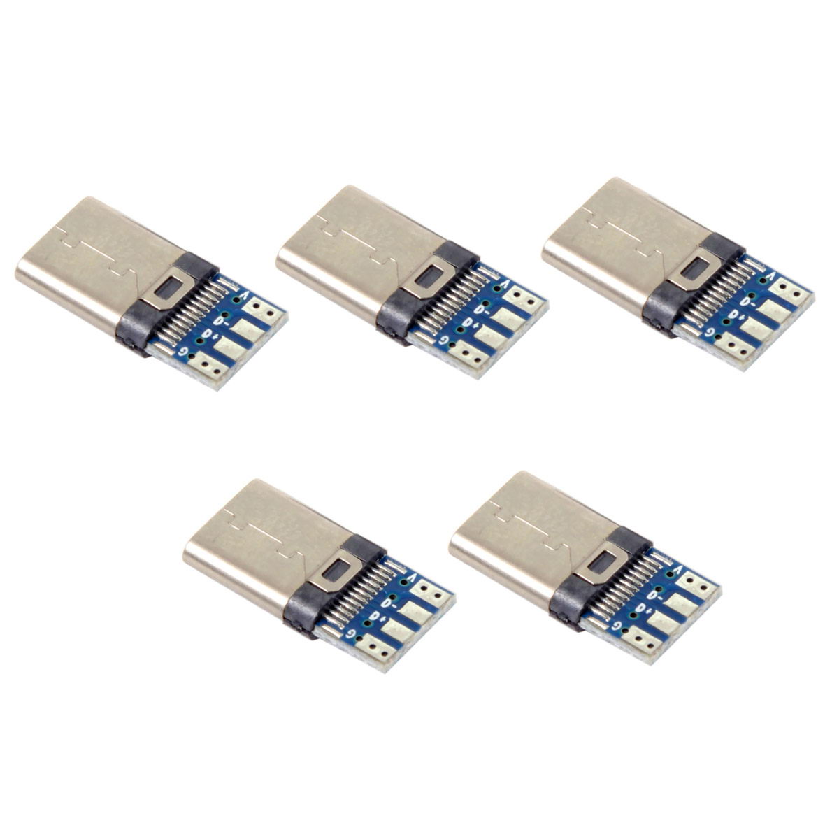 5PCS/Lot DIY 24Pin USB Type-C USB-C Male OTG Host Type 5.1k Resistor with Black Housing Cover