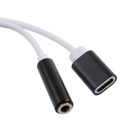 USB Type-C to 3.5mm Jack Aux Audio + USB Type-C Charging Female Port Splitter Cable