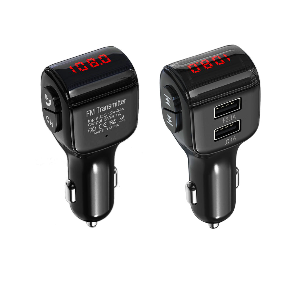 Dual USB Handsfree Car FM Transmitter Bluetooth 5.0 Wireless U Disk MP3 Player