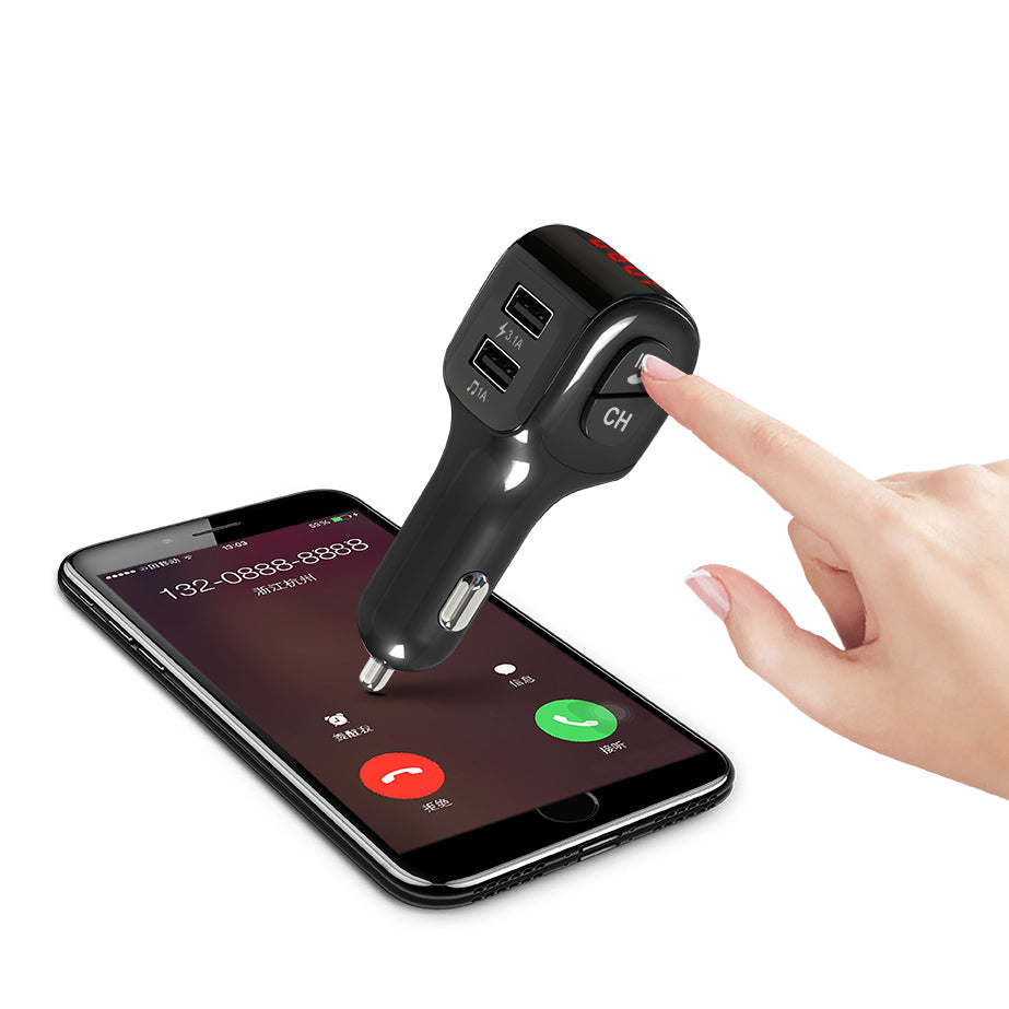 Dual USB Handsfree Car FM Transmitter Bluetooth 5.0 Wireless U Disk MP3 Player