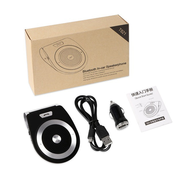 Car Bluetooth Kit T821 Handsfree Speaker Phone Support Bluetooth 4.1 EDR Wireless Car Kit Mini Visor Hands-Free Calls