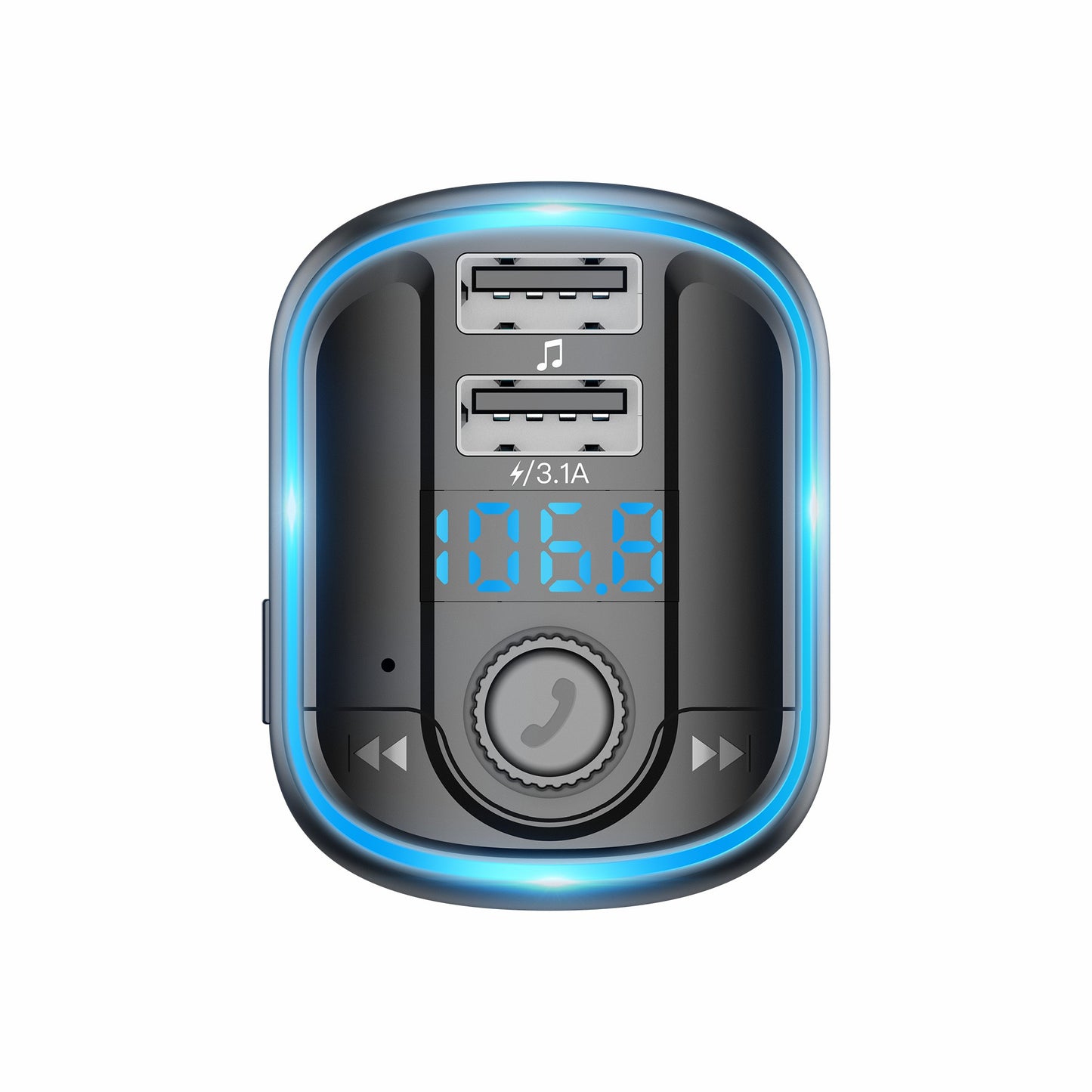 Bluetooth Hands-free Car Kit MP3 Player FM Transmitter USB Charger with Breathing Light