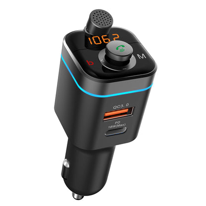 Car Bluetooth FM Transmitter Audio Adapter Receiver PD & QC3.0 Bluetooth Car Adapter