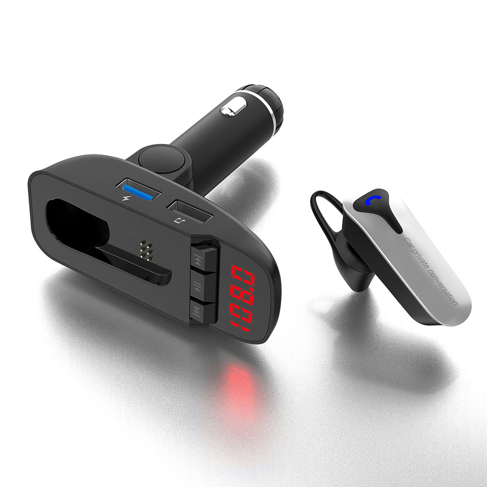 JEDX-ER9 2-in-1 Car Bluetooth Headset Car MP3 Player FM Transmitter