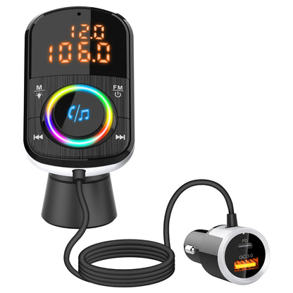 Bluetooth Car FM Transmitter Audio Adapter Receiver PD & QC3.0 Bluetooth Car Adapter Colorful LED Backlit