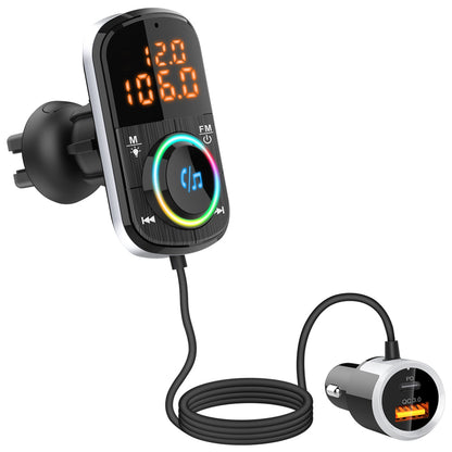 Bluetooth Car FM Transmitter Audio Adapter Receiver PD & QC3.0 Bluetooth Car Adapter Colorful LED Backlit