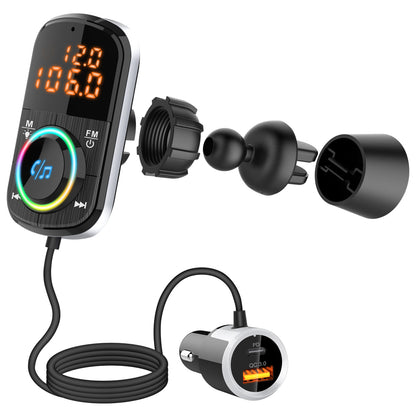 Bluetooth Car FM Transmitter Audio Adapter Receiver PD & QC3.0 Bluetooth Car Adapter Colorful LED Backlit