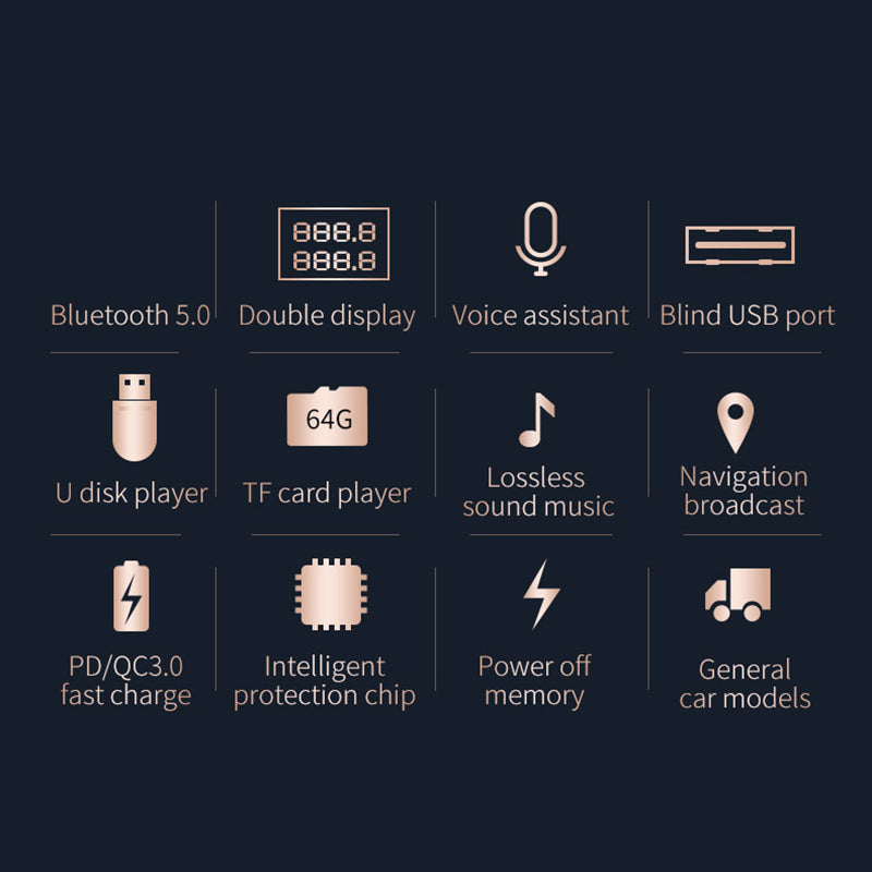 BC70 Car MP3 Bluetooth Hands-free FM Transmitter Radio Music Player Dual USB QC3.0+PD Charger