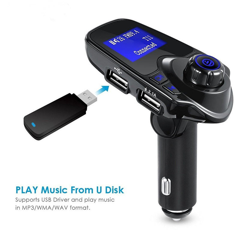 T11 Bluetooth Car Kit MP3 Music Player Adapter FM Transmitter Dual USB Charger Support U-disk/TF/AUX (CE/FCC/RoHS)