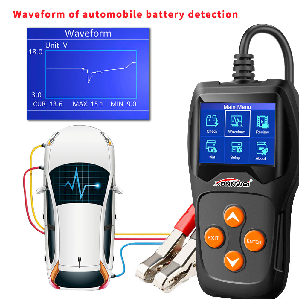 KONNWEI KW600 12V Car Battery Tester 100 to 2000CCA 12 Volt Battery Tools for Car Quick Cranking Charging Diagnostic