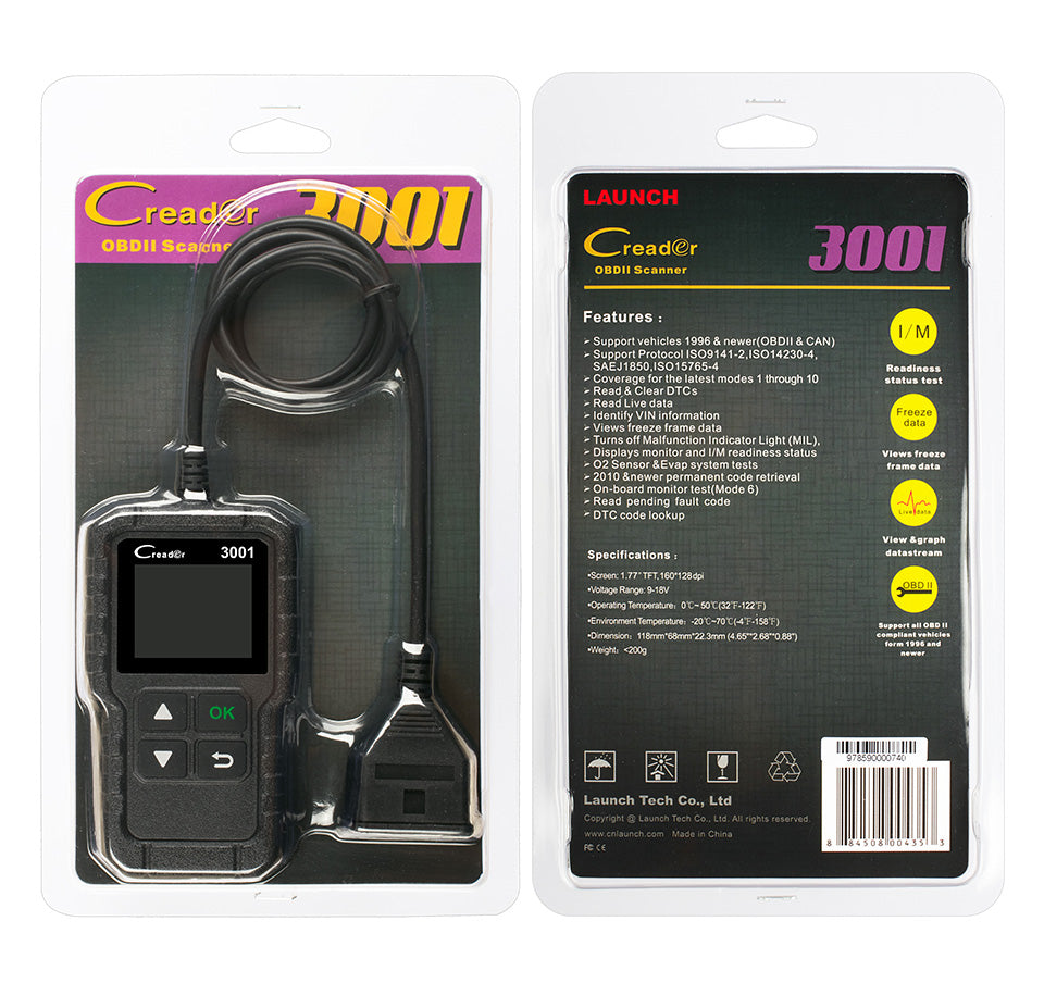 CR3001 EOBD OBD2 OBDII 1.77 inch Screen Car Code Reader Diagnostic Tool Engine Error Scanner