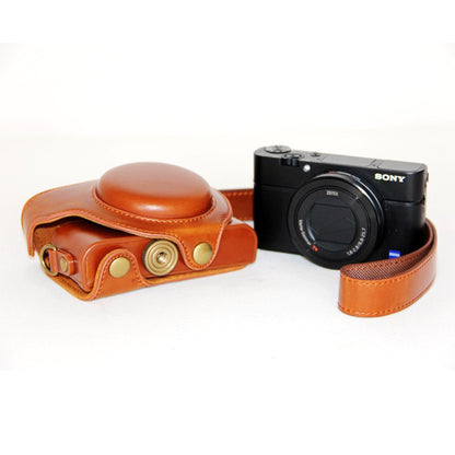 PU Leather Camera Protective Case + Strap for Sony DSC-RX100 Mark III IV M1/M2/M3/M4/M5