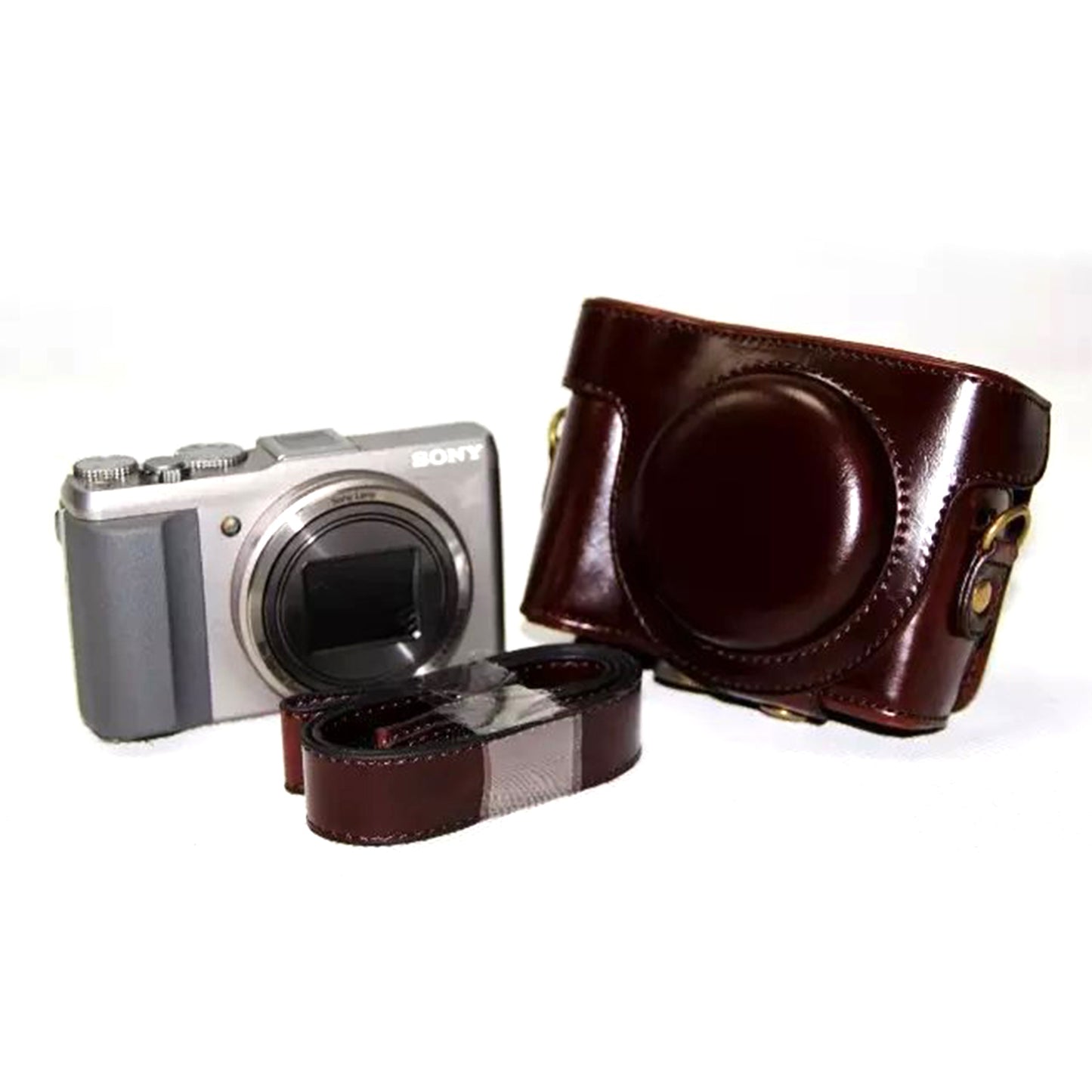 PU Leather Camera Protective Case Pouch with Shoulder Strap for Sony HX60/HX50/HX30