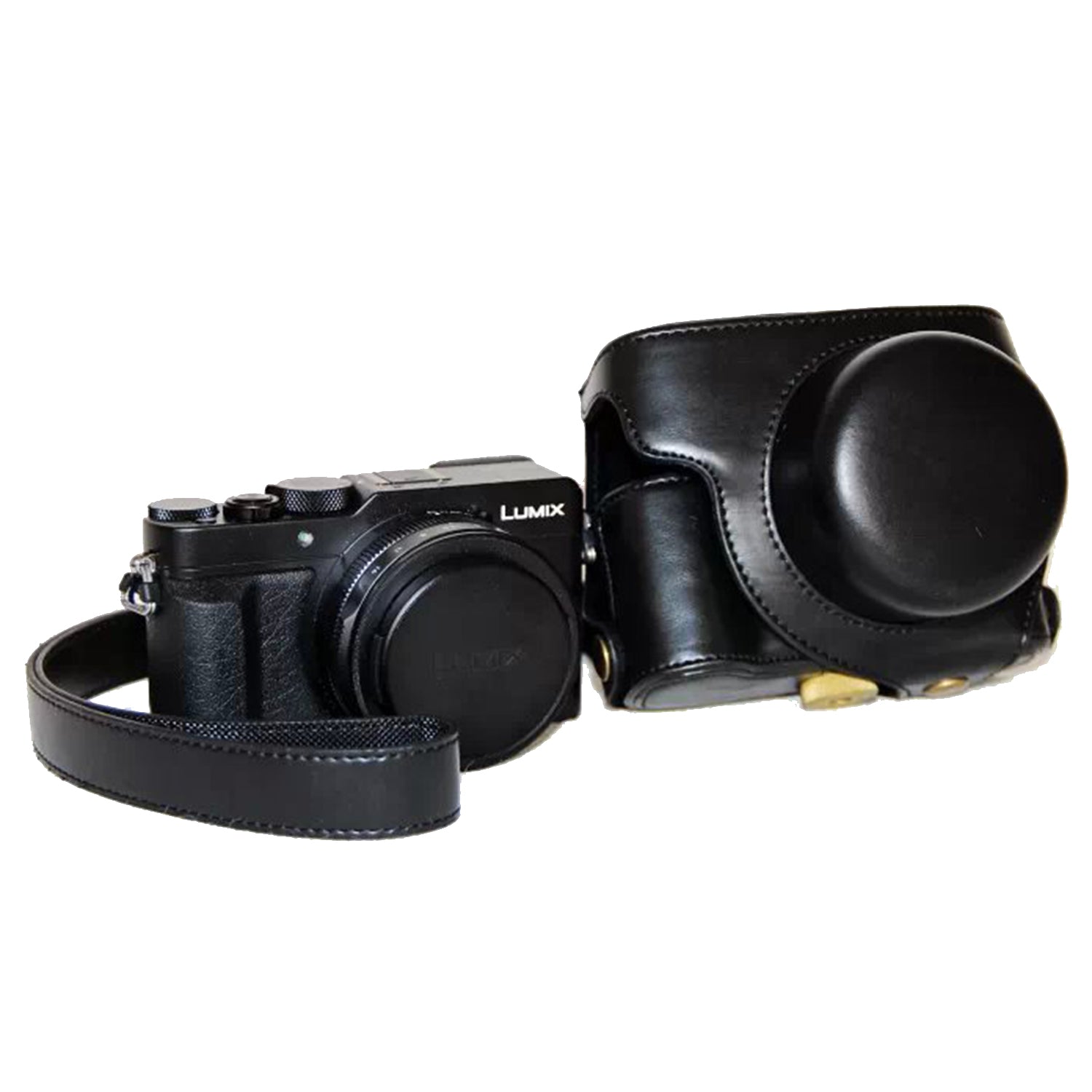 Protective Leather Camera Case Bag with Strap for Panasonic LX100