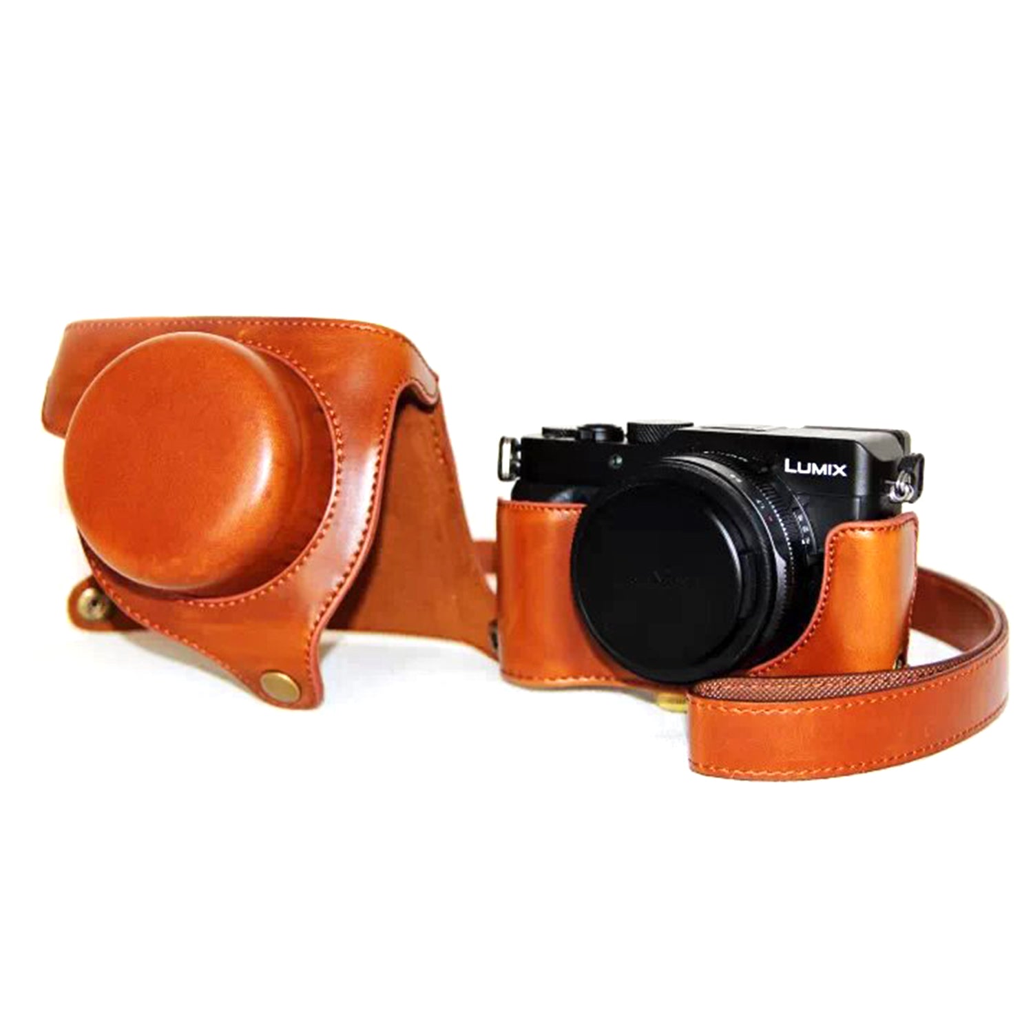 Protective Leather Camera Case Bag with Strap for Panasonic LX100