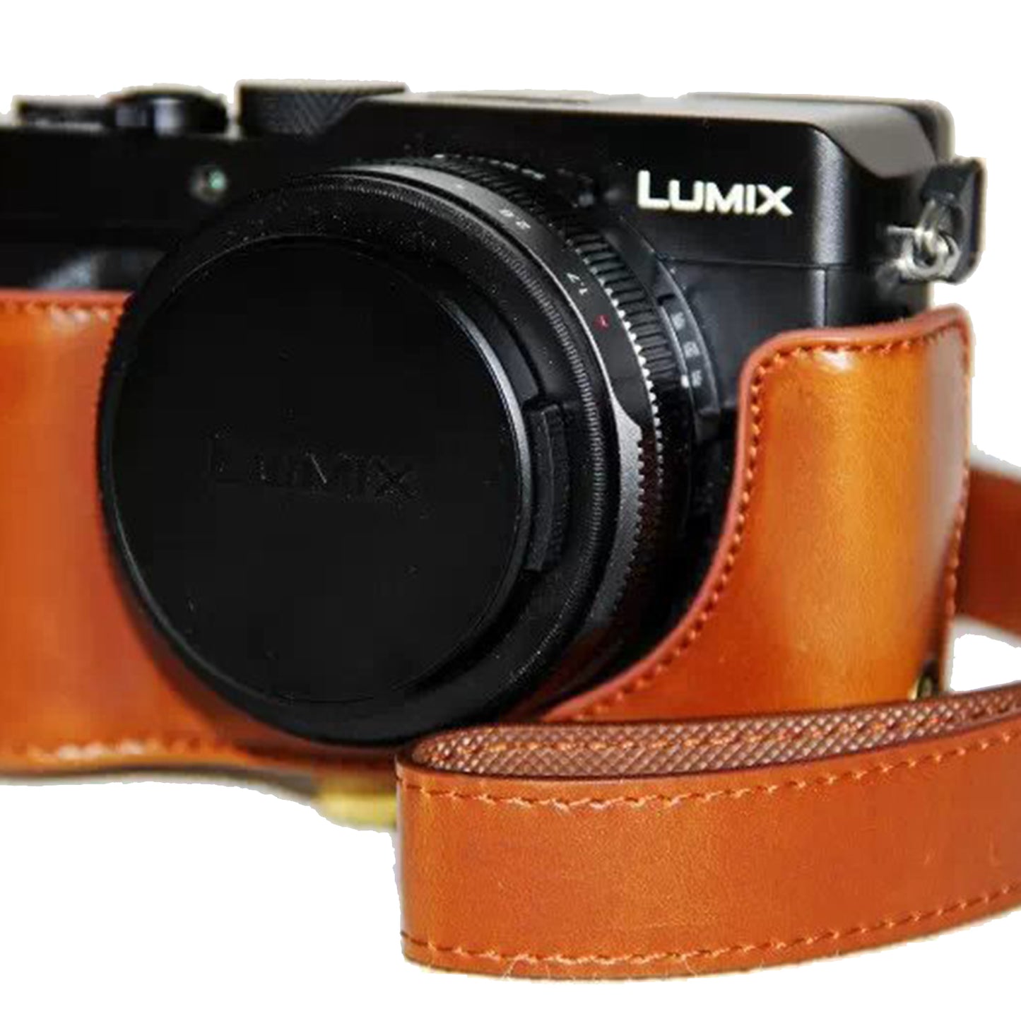 Protective Leather Camera Case Bag with Strap for Panasonic LX100