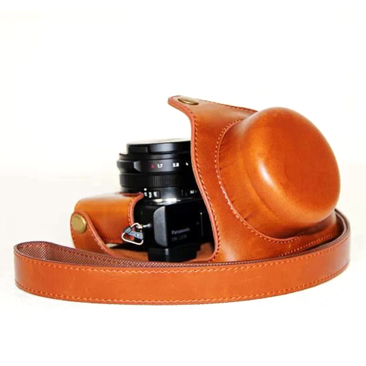 Protective Leather Camera Case Bag with Strap for Panasonic LX100