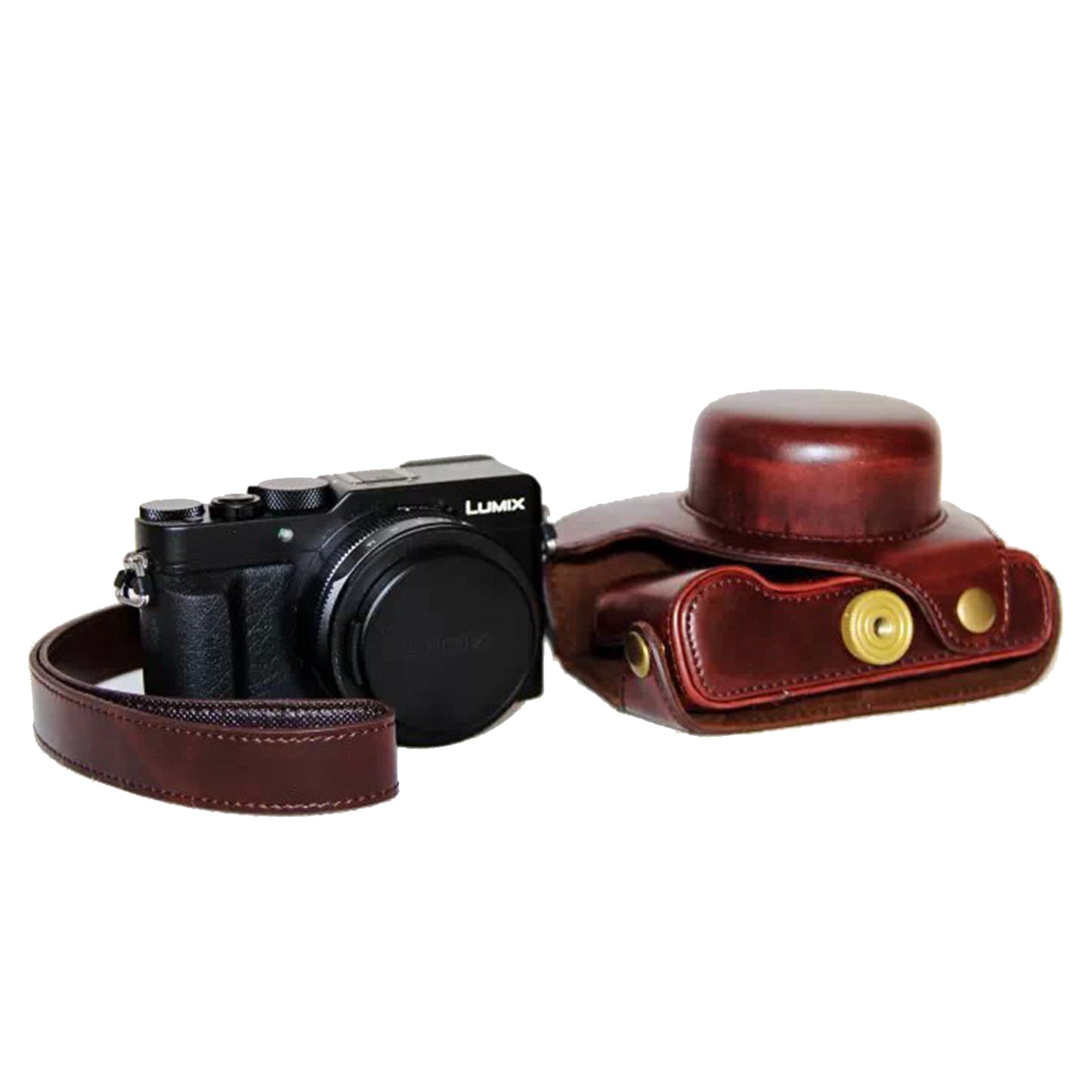 Protective Leather Camera Case Bag with Strap for Panasonic LX100