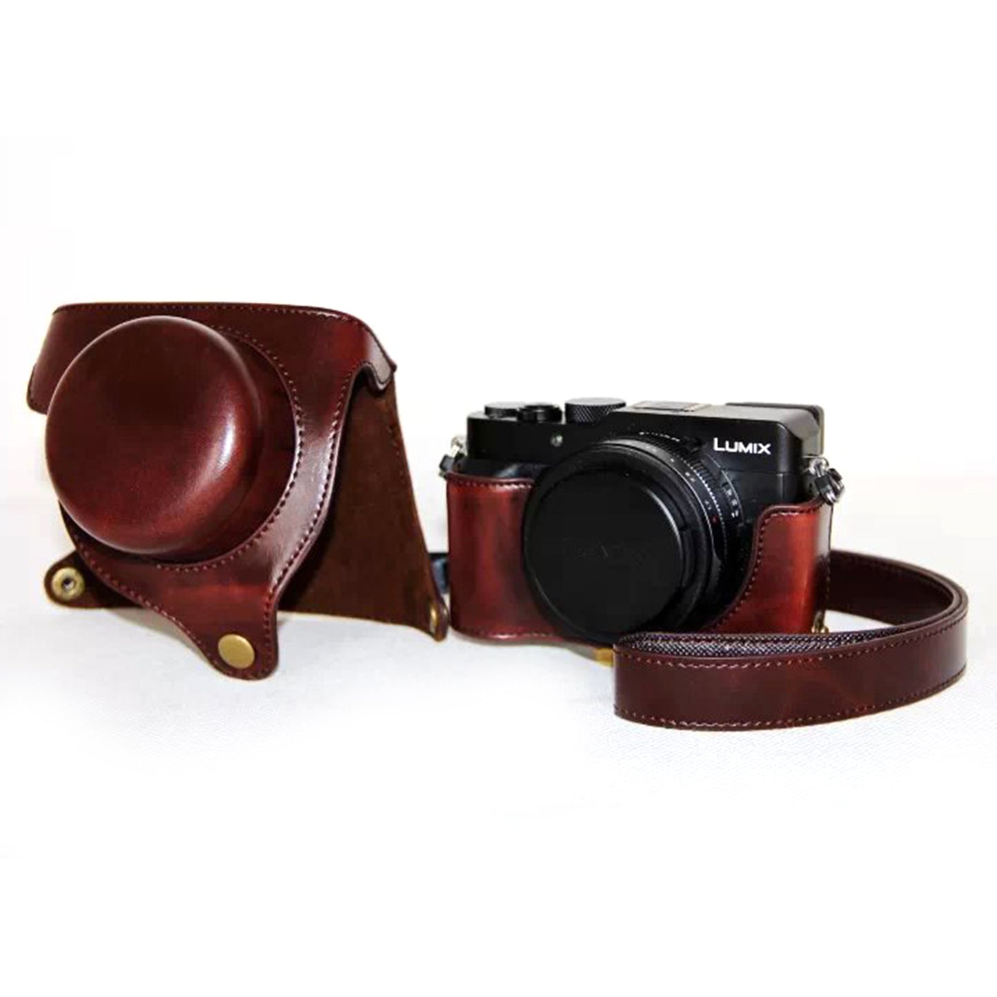 Protective Leather Camera Case Bag with Strap for Panasonic LX100