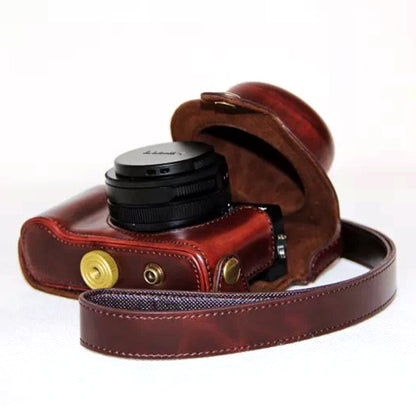 Protective Leather Camera Case Bag with Strap for Panasonic LX100