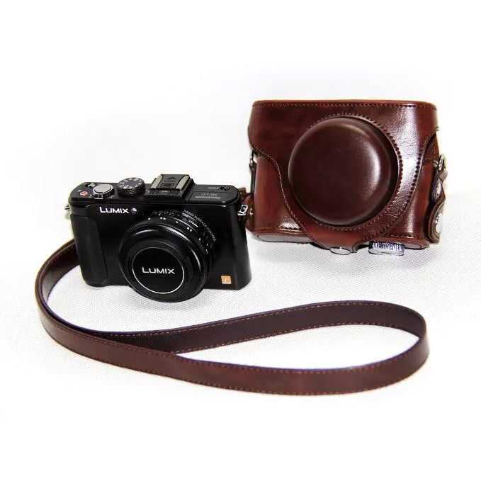 Protective Leather Camera Shell with Shoulder Strap for Panasonic LX7 / LX5 / LX3