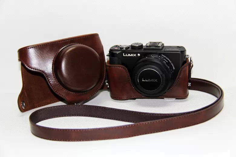 Protective Leather Camera Shell with Shoulder Strap for Panasonic LX7 / LX5 / LX3