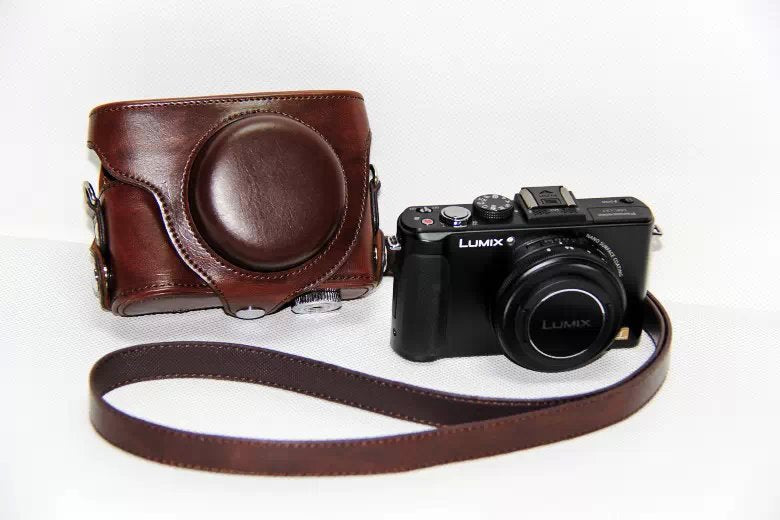 Protective Leather Camera Shell with Shoulder Strap for Panasonic LX7 / LX5 / LX3