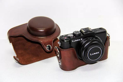 Protective Leather Camera Shell with Shoulder Strap for Panasonic LX7 / LX5 / LX3