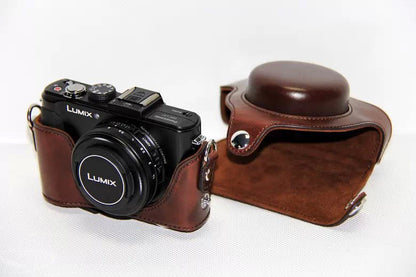 Protective Leather Camera Shell with Shoulder Strap for Panasonic LX7 / LX5 / LX3