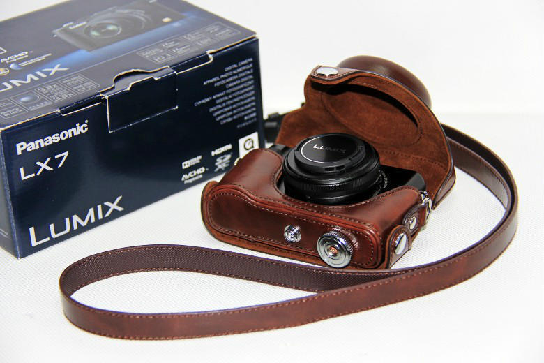 Protective Leather Camera Shell with Shoulder Strap for Panasonic LX7 / LX5 / LX3