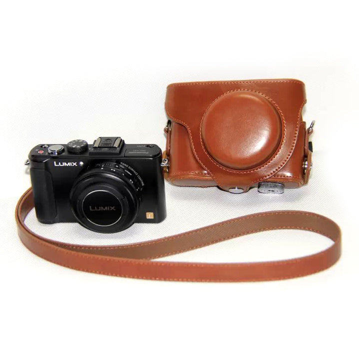 Protective Leather Camera Shell with Shoulder Strap for Panasonic LX7 / LX5 / LX3