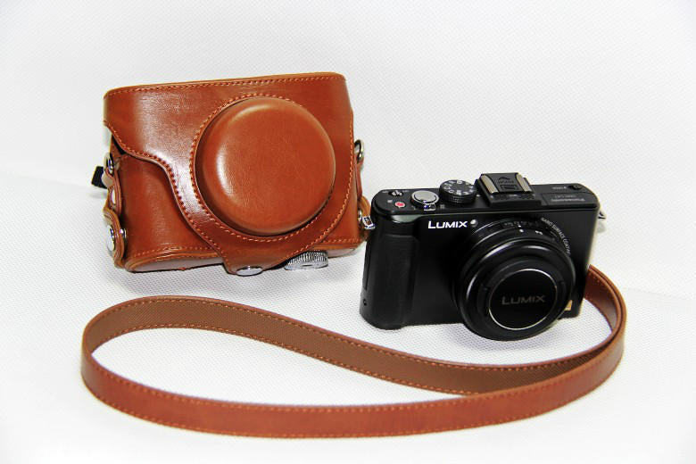 Protective Leather Camera Shell with Shoulder Strap for Panasonic LX7 / LX5 / LX3