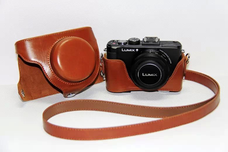 Protective Leather Camera Shell with Shoulder Strap for Panasonic LX7 / LX5 / LX3