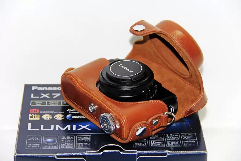 Protective Leather Camera Shell with Shoulder Strap for Panasonic LX7 / LX5 / LX3