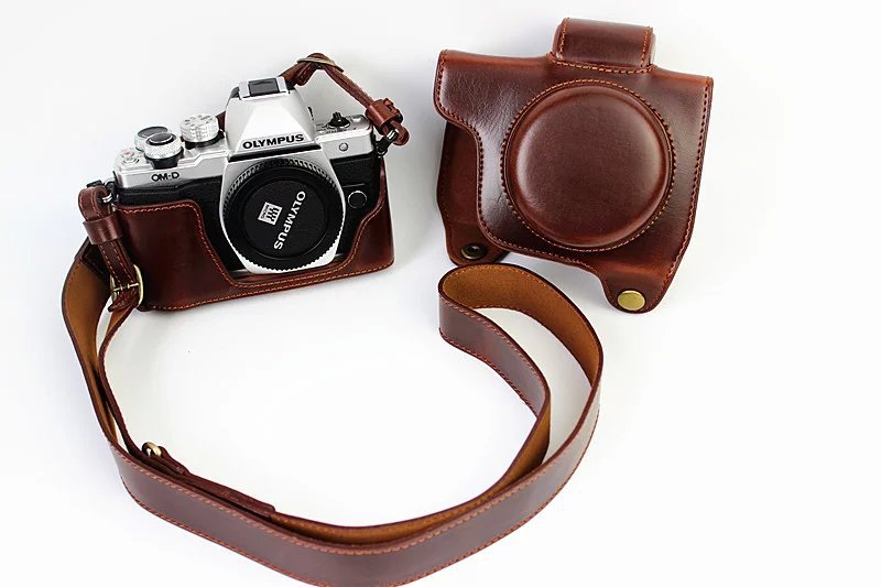 PU Leather Camera Protective Case + Strap for Olympus EM10/EM10II Digital Camera