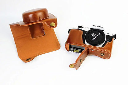 PU Leather Camera Protective Case + Strap for Olympus EM10/EM10II Digital Camera