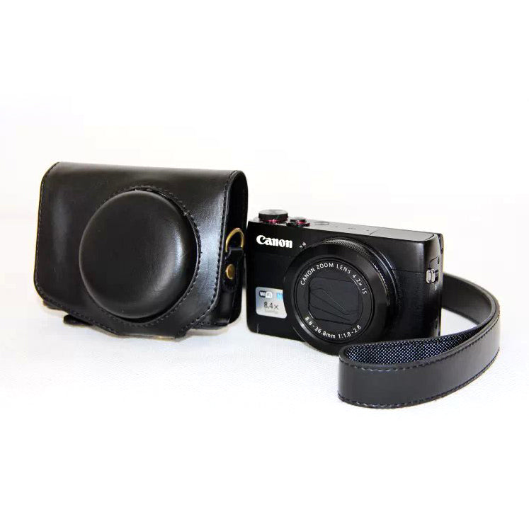 Protective Leather Camera Case with Shoulder Strap for Canon G7X