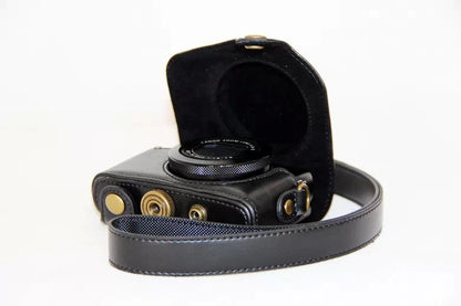 Protective Leather Camera Case with Shoulder Strap for Canon G7X