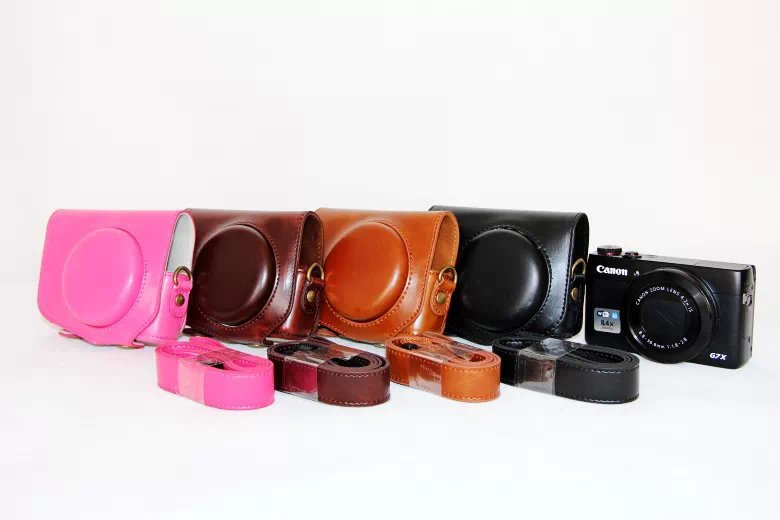 Protective Leather Camera Case with Shoulder Strap for Canon G7X